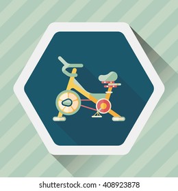 Exercise bike flat icon with long shadow,eps10
