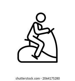 Exercise bike flat icon. Pictogram for web. Line stroke. Sport ewuipment isolated on white background. Vector eps10
