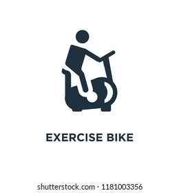 Exercise Bike icon. Black filled vector illustration. Exercise Bike symbol on white background. Can be used in web and mobile.
