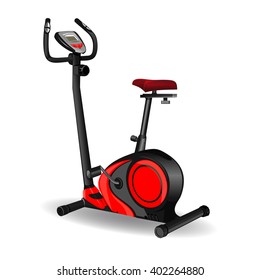 Exercise bike icon isolated on white background. Sport equipment. Fitness design. Vector realistic illustration stationary bike for sports clubs and gyms