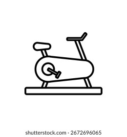 Icono de la bici del ejercicio, Vector de la línea aislado en el fondo blanco. Diseño moderno y de moda.