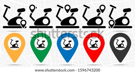 The exercise bike icon in location set. Simple glyph, flat illustration element of gym theme icons