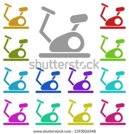 The Exercise bike icon in multi color. Simple glyph, flat vector of gym, sport icons for UI and UX, website or mobile application