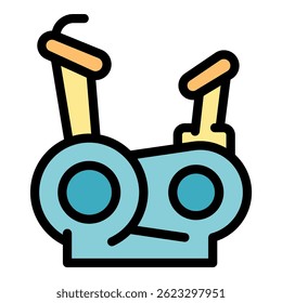 Exercise bike icon. Outline exercise bike vector icon color flat isolated