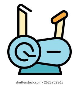 Exercise bike icon. Outline exercise bike vector icon color flat isolated