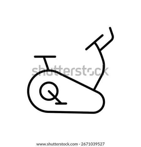 Exercise bike icon. Simple outline style. Gym, bicycle, cardio, training, stationary, fitness, workout, indoor, health, sport concept. Thin line symbol. Vector isolated design
