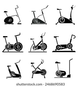 Exercise Bike icon vector set. Training apparatus illustration sign. Gym symbol or logo.