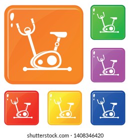 Exercise bike icons set collection vector 6 color isolated on white background