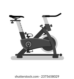 Exercise bike isolated on white background. Rotating bike for exercise in the gym or fitness. Vector illustration flat design. 