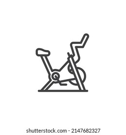 Exercise bike line icon. linear style sign for mobile concept and web design. Stationary bicycle outline vector icon. Symbol, logo illustration. Vector graphics