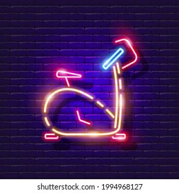 Exercise bike neon icon. Sports concept. Vector illustration for design. Gym sign.