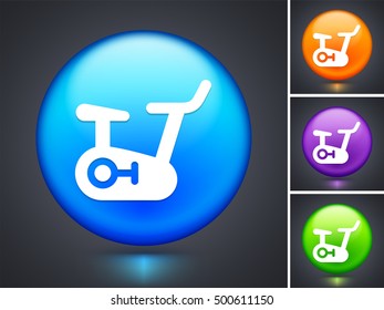 Exercise Bike on Blue Round Button