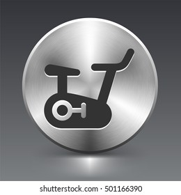 Exercise Bike on Silver Round Button