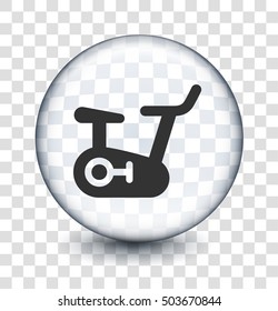 Exercise Bike on Transparent Round Button