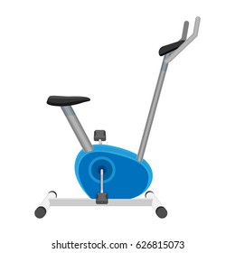 Exercise bike or orbitrek vector isolated on white. Sport equipment with pedals and saddle like bicycle, on which user replicates movements of bicycling