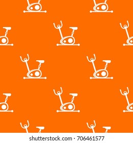 Exercise bike pattern repeat seamless in orange color for any design. Vector geometric illustration