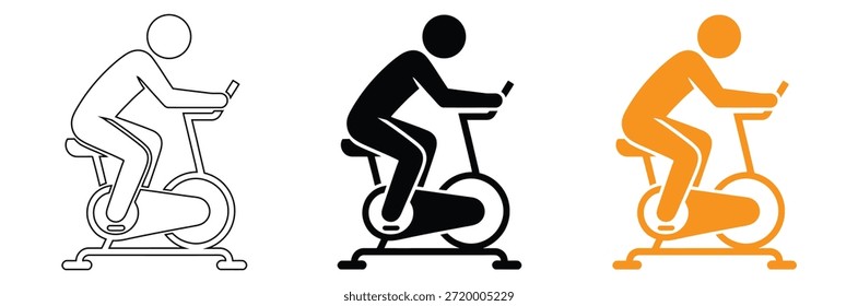 Ciclistas en bicicleta estática en diferentes colores y estilos, Ciclista en Bike Icon person Ciclismo Montar en bicicleta de carretera Cercanías en bicicleta Transporte activo Transporte saludable Deportivo Ocio Deportivo Atleta