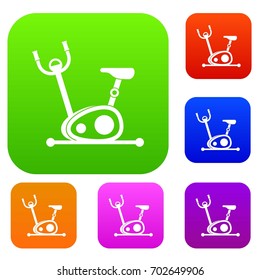 Exercise bike set icon in different colors isolated vector illustration. Premium collection