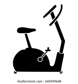 Exercise bike silhouette on a white background. Vector illustration.