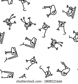 Ejercicio Bicicleta Vector Deportivo Patrón sin Marea Ilustración De Línea Delgada