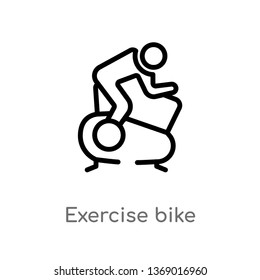 exercise bike vector line icon. Simple element illustration. exercise bike outline icon from gym and fitness concept. Can be used for web and mobile