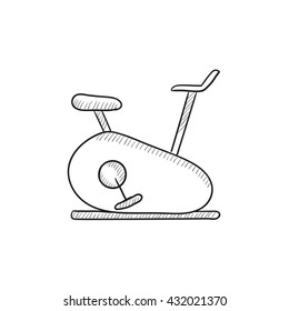 Exercise bike vector sketch icon isolated on background. Hand drawn Exercise bike icon. Exercise bike sketch icon for infographic, website or app.