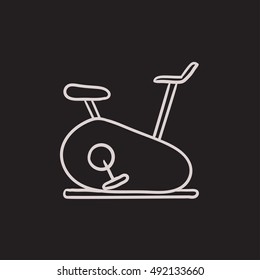 Exercise bike vector sketch icon isolated on background. Hand drawn Exercise bike icon. Exercise bike sketch icon for infographic, website or app.