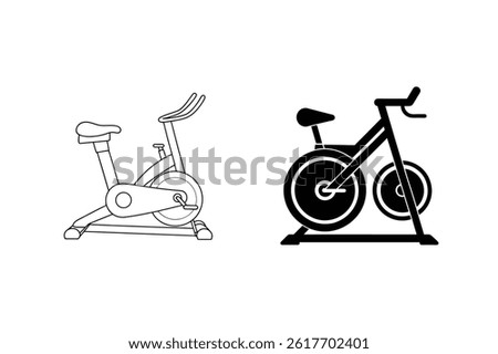 Exercise Bikes In Black And White Silhouette Style For Fitness And Cardio