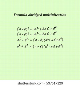 Exercise book in a cage. The formulas for algebra. Equations. Vector illustration