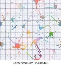exercise book with colorful blots