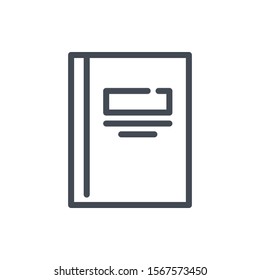 Exercise book line icon. Notebook vector outline sign.