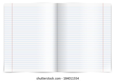 Exercise book for math spread. Vector illustration.