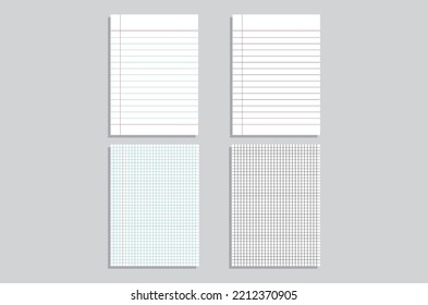 Exercise Book Pages Single Line and Square