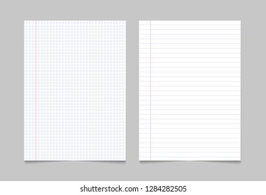 Exercise Book Paper Page Background. Notebook Sheet Lined Texture Pattern.