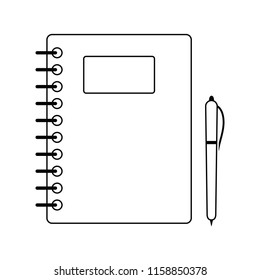 Exercise book with pen icon. Thin line design. Vector illustration.