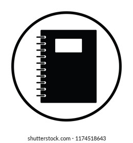 Exercise book with pen icon. Thin circle design. Vector illustration.