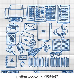 Exercise book sketch work style. Sign set .Vector illustration