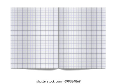 Exercise book for writing spread, with empty pages. Stock vector illustration