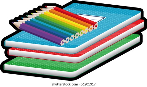 exercise books pencils