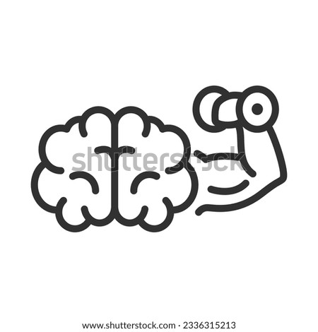 Exercise for the brain, linear icon. The brain pumps. Line with editable stroke