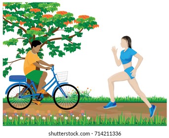 exercise cartoon at city vector design