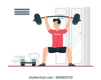 EXERCISE CONCEPT FOR HEALTH: lifting the barbell to build muscle