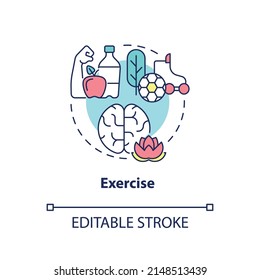 Exercise concept icon. Calming mind and life balance. Coping with PTSD abstract idea thin line illustration. Isolated outline drawing. Editable stroke. Arial, Myriad Pro-Bold fonts used