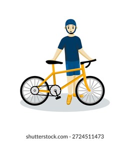 Ejercicio de ciclismo con una bicicleta naranja