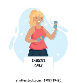 hacer uso diario de las letras para el sistema inmunológico con mujeres levantando doblades diseño de ilustración vectorial