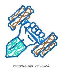 exercise with dumbbell doodle icon sketch vector. exercise with dumbbell sign. isolated symbol illustration