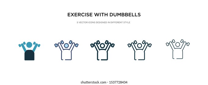 exercise with dumbbells icon in different style vector illustration. two colored and black exercise with dumbbells vector icons designed in filled, outline, line and stroke style can be used for