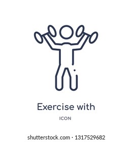 exercise with dumbbells icon from tools and utensils outline collection. Thin line exercise with dumbbells icon isolated on white background.