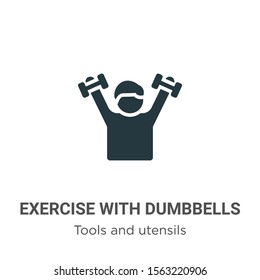 Exercise with dumbbells vector icon on white background. Flat vector exercise with dumbbells icon symbol sign from modern tools and utensils collection for mobile concept and web apps design.