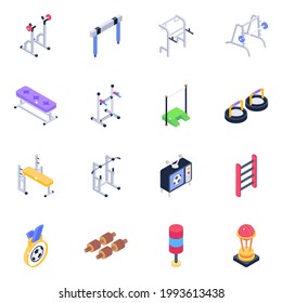 Paquete Isometric Icons para equipos de ejercicio 